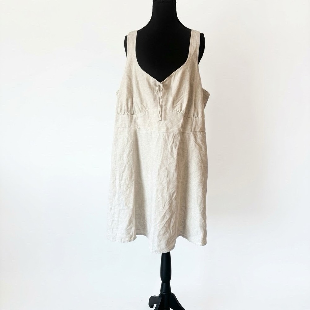 Old Navy Fit & Flare Linen Mini Dress Cami Flax Line Minimalist Size XXL NWT